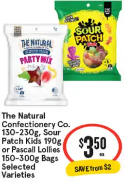 IGA The natural confectionery co. , sour patch kids or pascall lollies bags offer