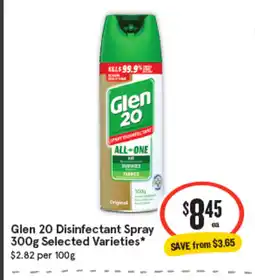 IGA Glen 20 disinfectant spray offer