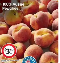 Coles Australian white or yellow peaches offer