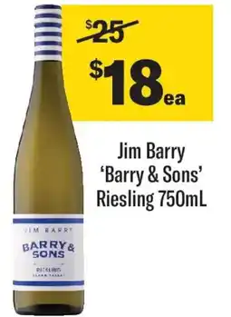 Coles Jim barry 'barry & sons' riesling offer