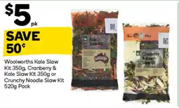 Woolworths Woolworths kale slaw kit , cranberry & kale slaw kit or crunchy noodle slaw kit pack offer