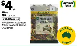 Woolworths Woolworths australian mixed leaf with carrot pack offer
