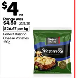 Woolworths Perfect italiano cheese varieties offer