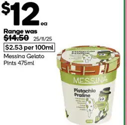 Woolworths Messina gelato pints offer