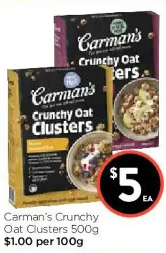 Foodworks Carman's Crunchy Oat Clusters 500g offer