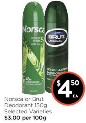Foodworks Norsca or Brut Deodorant 150g offer