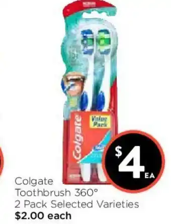 Foodworks Colgate Toothbrush 360° 2 Pack offer