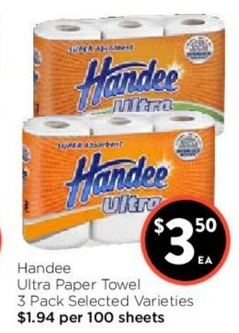 Foodworks Handee Ultra Paper Towel 3 Pack offer