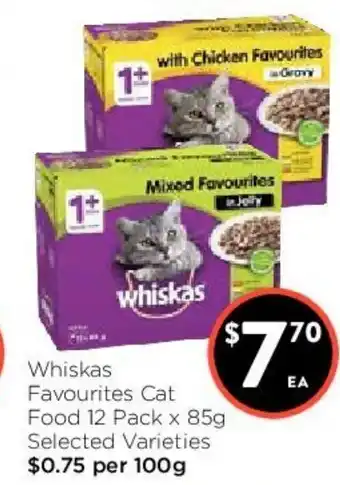 Foodworks Whiskas Favourites Cat Food 12 Pack x85g offer