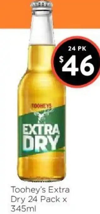 Foodworks Toohey's Extra Dry 24 Pack x 345ml offer