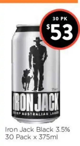 Foodworks Iron Jack Black 3.5% 30 Pack x 375ml offer