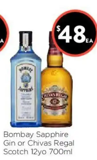 Bombay Sapphire Gin or Chivas Regal Scotch 12yo 700ml