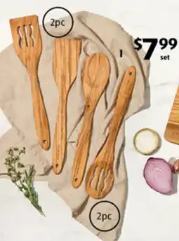ALDI Olive Wood Utensil Set 2pc offer