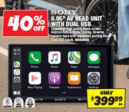 Autobarn Sony 6.95” av head unit with dual usb offer