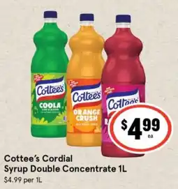 IGA Cottee's Cordial Syrup Double Concentrate offer