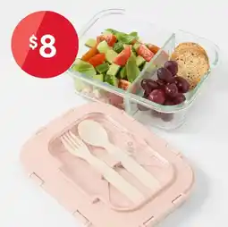 Kmart Mocha Glass Bento Lunch Box with Cutlery offer
