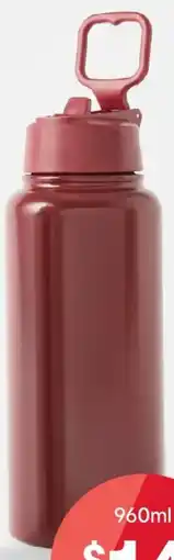 Kmart Burgundy Double Wall Insulated Cylinder Drink Bottle offer