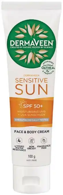 DermaVeen Sensitive Sun SPF 50+ Face & Body Cream