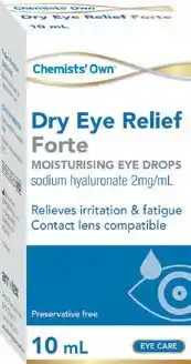 Discount Drug Stores Chemists' Own Dry Eye Relief Forte Moisturising Eye Drops offer