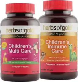 Pharmacist Advice Herbs of Gold Children's Multi Care or Children's Immune Care 60 Chewable Tablets offer