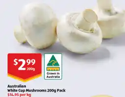 ALDI Australian White Cup Mushrooms Pack offer