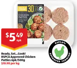 ALDI Ready, set...cook! rspca approved chicken patties offer