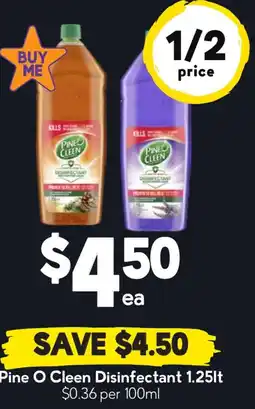 Drakes Pine O Cleen Disinfectant 1.25lt $0.36 per 100ml offer