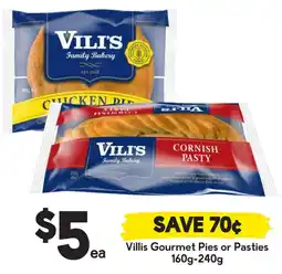Drakes Villis gourmet pies or pasties offer