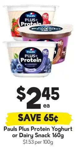 Drakes Pauls plus protein yoghurt or dairy snack offer