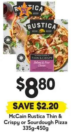 Drakes Mccain rustica thin & crispy or sourdough pizza offer