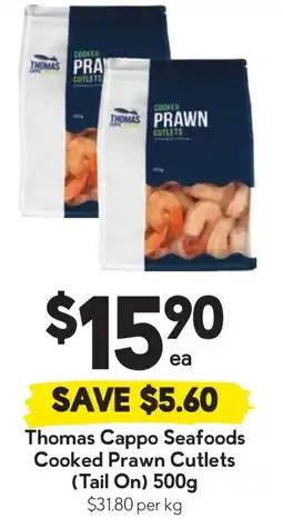 Drakes Thomas cappo seafoods cooked prawn cutlets (tail on) offer