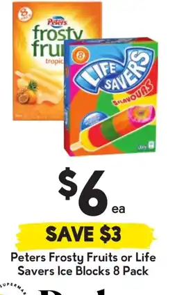 Drakes Peters frosty fruits or life savers ice blocks offer