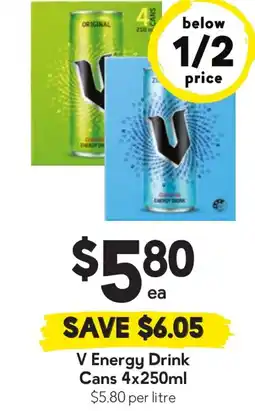 Drakes V energy drink cans offer