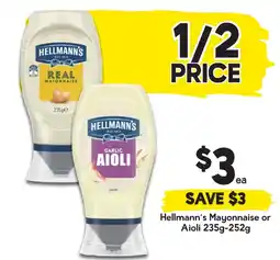 Drakes Hellmann's mayonnaise or aioli offer