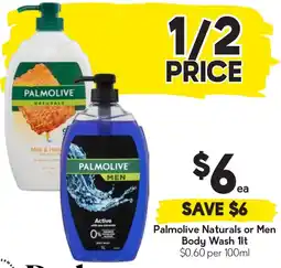 Drakes Palmolive Naturals or Men Body Wash offer