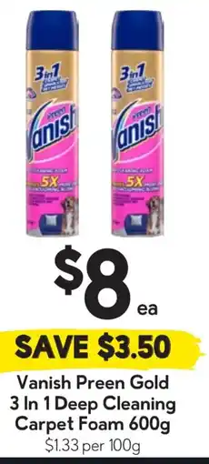 Drakes Vanish preen gold deep cleaning carpet foam offer