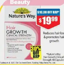 Chemist Warehouse Nature's way hair growth clinical strength offer