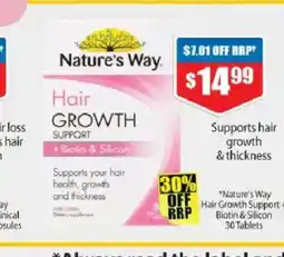 Chemist Warehouse Nature's way hair growth support +biolin & silicon offer