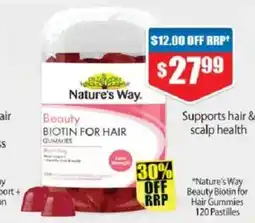 Chemist Warehouse Nature's way beauty biotin for hair gummies offer