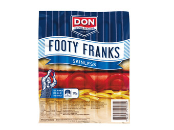 Foodworks Don skinless footy franks 375g offer
