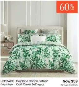 Myer Heritage delphine cotton sateen quilt cover set offer