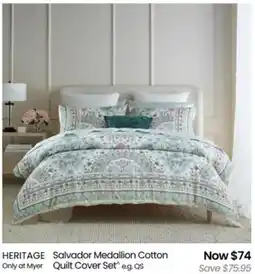 Myer Heritage salvador medallion cotton quilt cover set offer