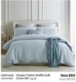Myer Heritage classic cotton waffle quilt cover set offer