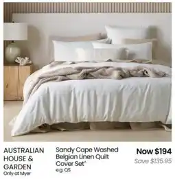 Myer Sandy Cape Washed Belgian Linen Quilt Cover Set offer