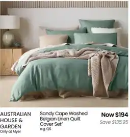 Myer Sandy Cape Washed Belgian Linen Quilt Cover Set offer