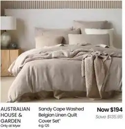 Myer Sandy Cape Washed Belgian Linen Quilt Cover Set offer