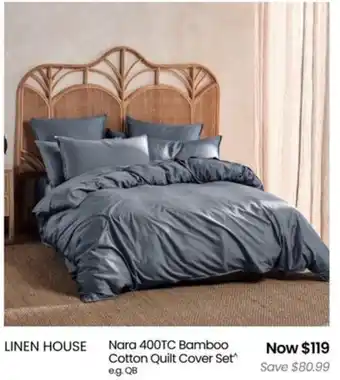 Myer Linen house nara bamboo cotton quilt cover set offer