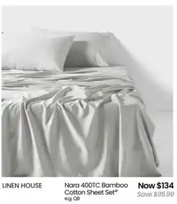 Myer Linen house nara 400tc bamboo cotton sheet set offer