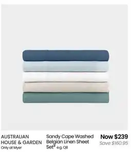Myer Australian house & garden sandy cape washed belgian linen sheet set offer