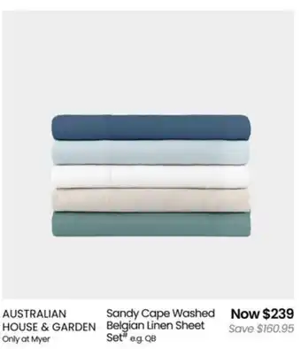 Myer Australian house & garden sandy cape washed belgian linen sheet set offer